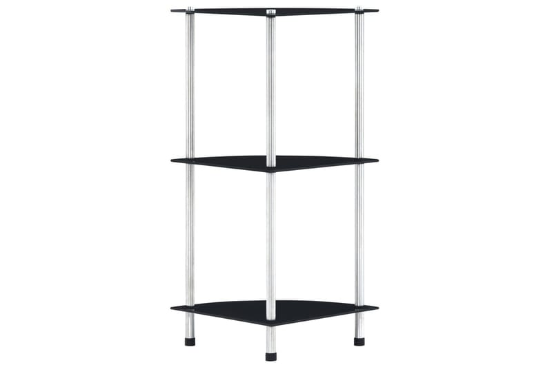 Hylle 3 etasjer svart 30x30x67 cm herdet glass - Oppbevaring - Hyller - Hjørnehylle