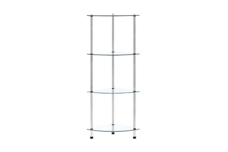 Hylle 4 etasjer gjennomsiktig 30x30x100 cm herdet glass - Oppbevaring - Hyller - Hjørnehylle