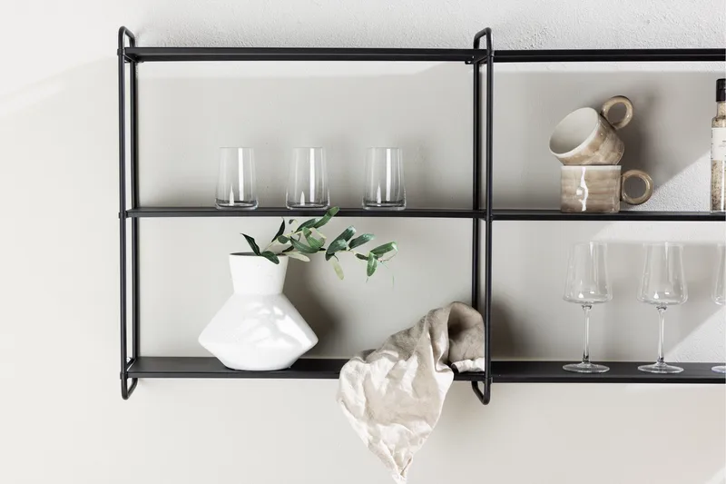 Lyon Tallerkenhylle 122x18 cm - Svart - Oppbevaring - Hyller - Oppbevaringshylle - Tallerkenhylle