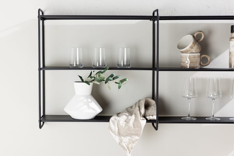 Lyon Tallerkenhylle 122x18 cm - Svart - Oppbevaring - Hyller - Oppbevaringshylle - Tallerkenhylle