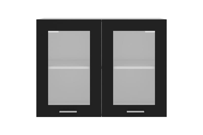 Hengende skap glass svart 80x31x60 cm sponplate - Svart - Kjøkkenskap