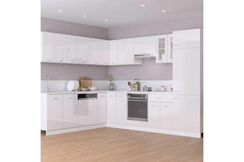 Kjøkkenskap høyglans hvit 75,5x75,5x80,5 cm sponplate - Hvit - Kjøkkenskap