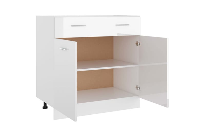 Kjøkkenskap høyglans hvit 80x46x81,5 cm sponplate - Hvit - Kjøkkenskap