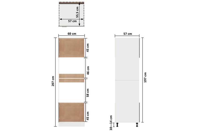 Kjøkkenskap høyskap hvit 60x57x207 cm sponplate - Hvit - Kjøkkenskap