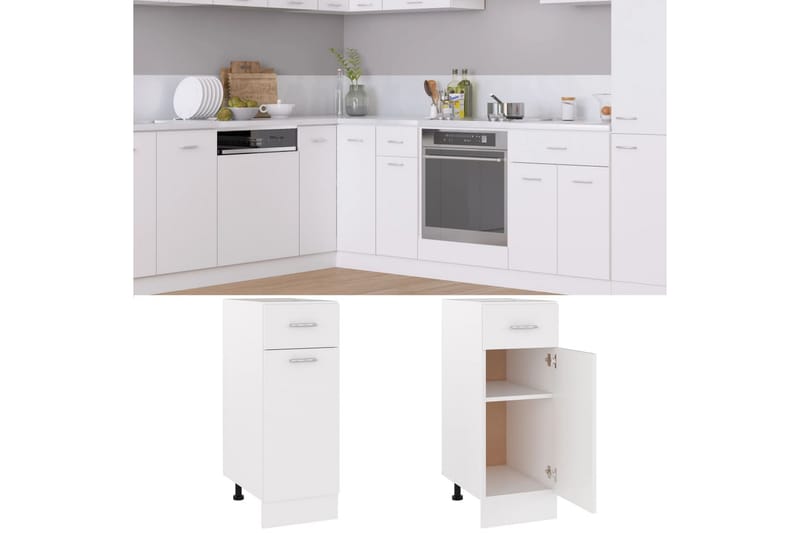 Kjøkkenskap hvit 30x46x81,5 cm sponplate - Hvit - Kjøkkenskap