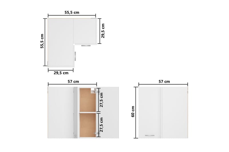 Kjøkkenskap hvit 57x57x60 cm sponplate - Hvit - Kjøkkenskap