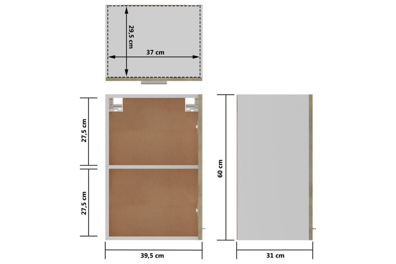 Kjøkkenskap sonoma eik 39,5x31x60 cm sponplate - Brun - Kjøkkenskap