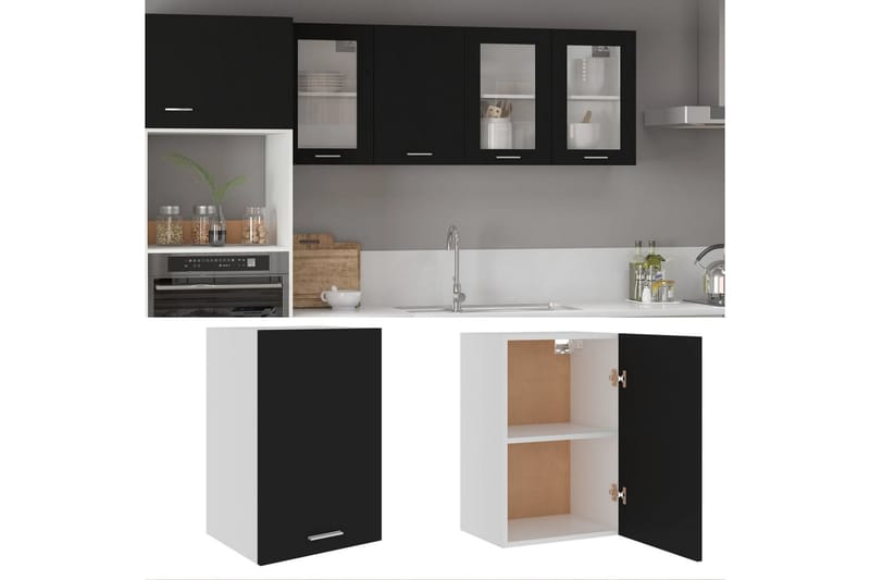 Kjøkkenskap svart 39,5x31x60 cm sponplate - Svart - Kjøkkenskap