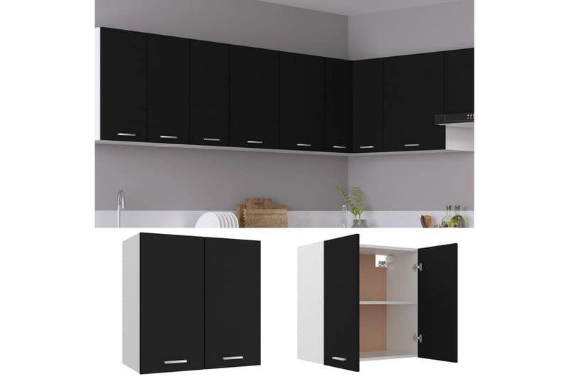 Kjøkkenskap svart 60x31x60 cm sponplate - Svart - Kjøkkenskap