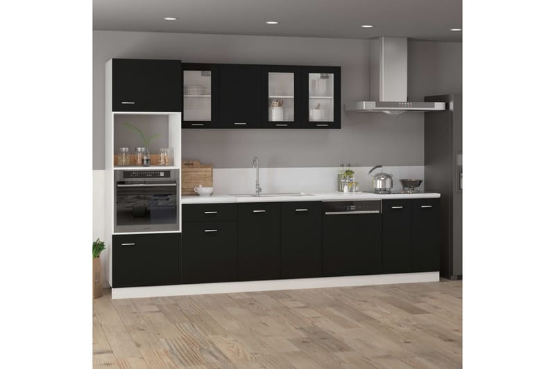 Kjøkkenskap svart 60x57x207 cm sponplate - Svart - Kjøkkenskap