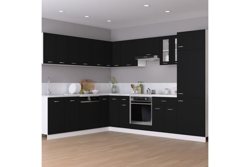 Kjøkkenskap svart 60x57x207 cm sponplate - Svart - Kjøkkenskap