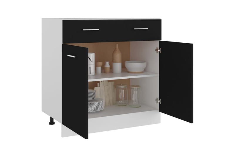 Kjøkkenskap svart 80x46x81,5 cm sponplate - Svart - Kjøkkenskap