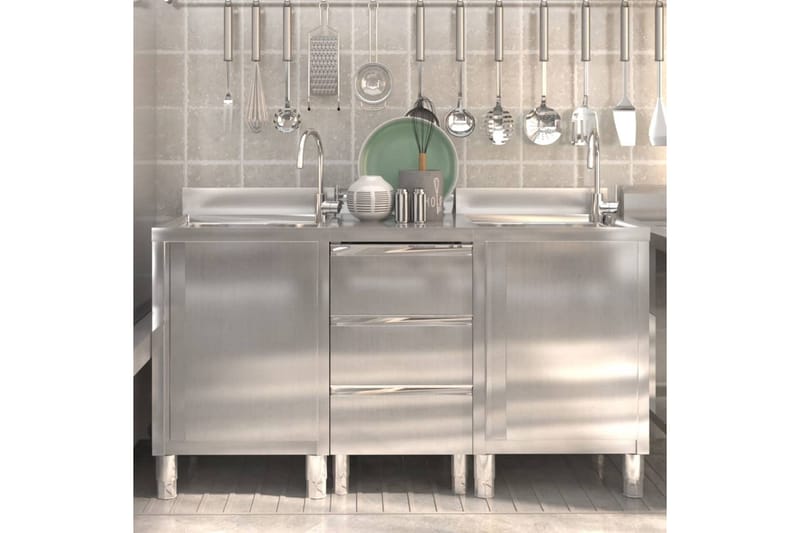 Kommersielle kjøkkenskap 3 stk rustfritt stål - Kjøkkenskap