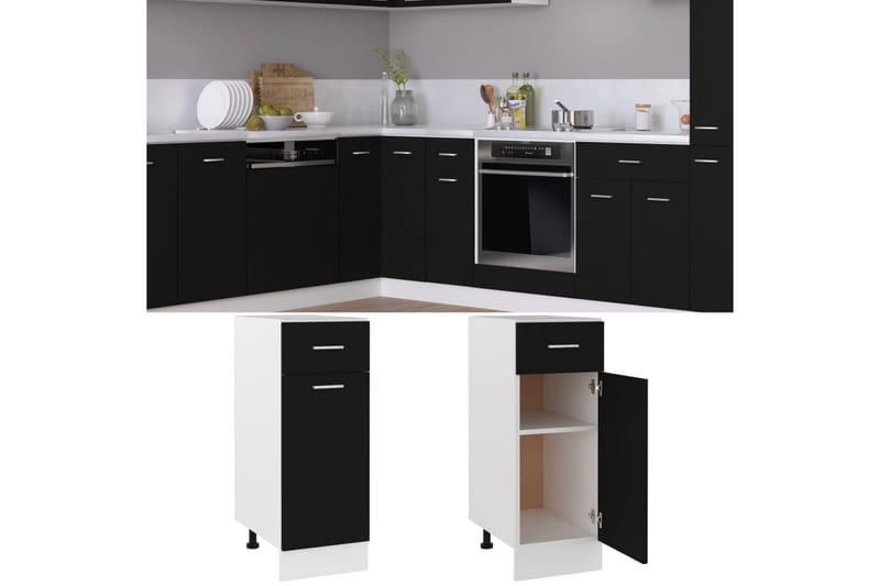 Kjøkkenskap svart 30x46x81,5 cm sponplate - Svart - Kjøkkenskap