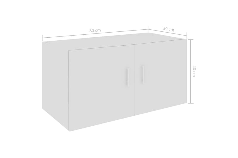 Veggmontert skap høyglans hvit 80x39x40 cm sponplate - Kjøkkenskap