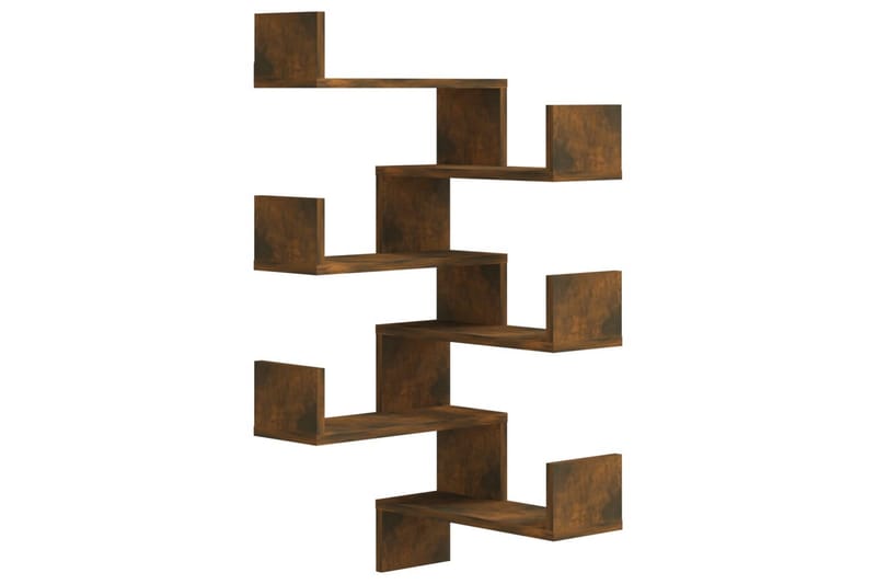 Vegg hjørnehyller 2 stk røkt eik 40x40x50 cm konstruert tre - Brun - Oppbevaring - Hyller - Hjørnehylle