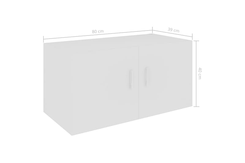 Veggmontert skap hvit 80x39x40 cm sponplate - Kjøkkenskap