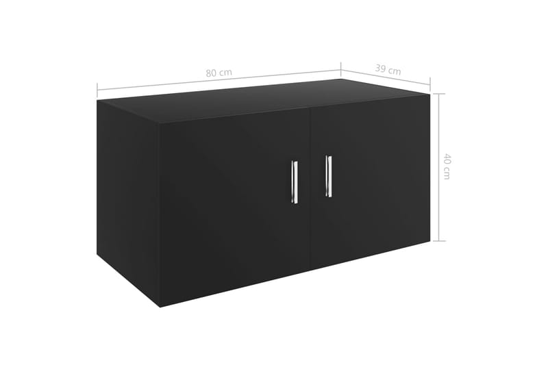 Veggmontert skap svart 80x39x40 cm sponplate - Kjøkkenskap