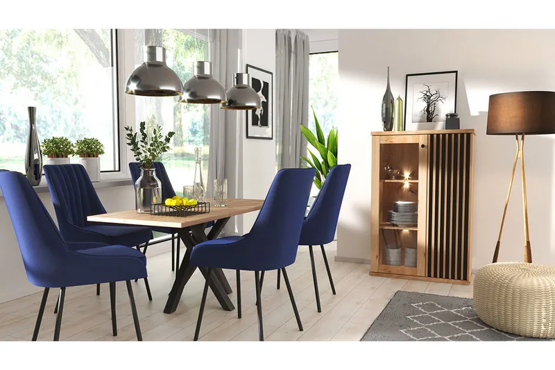 Aldbrough Møbelsett til Spiseplass Hvit LED, Tre/Svart