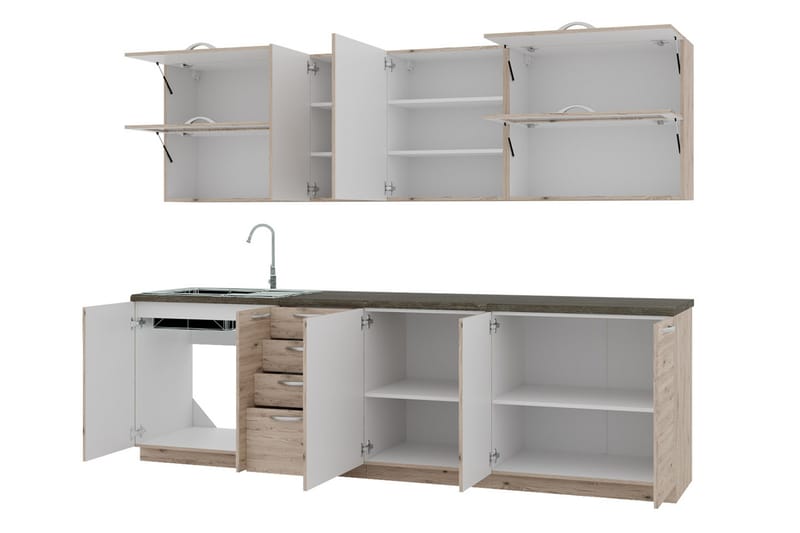 Croignon Kjøkkenmøbler 260 cm - Beige / Grå - Hus & oppussing - Kjøkken & bad - Kjøkken & vaskerom - Kjøkkenmøbler