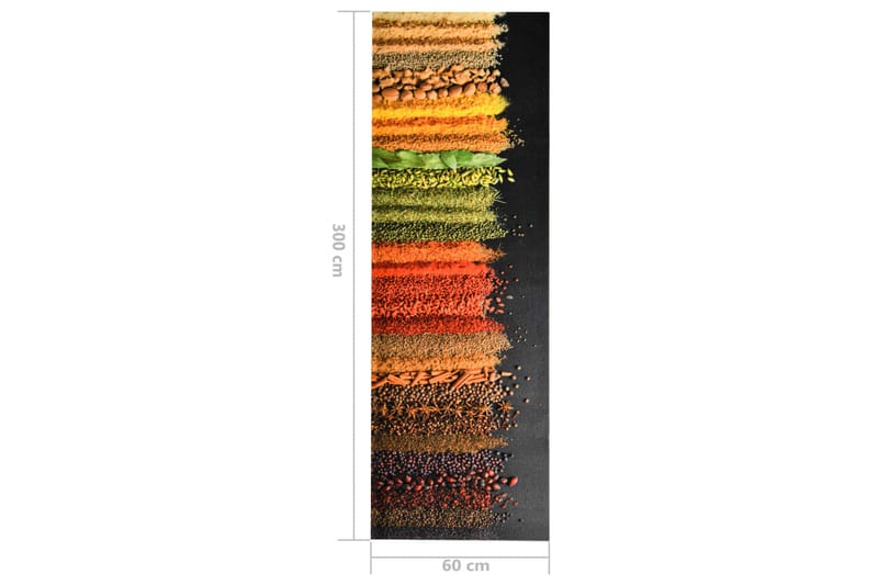 Kjøkkenteppe vaskbart Spice 60x300 cm - Flerfarget - Kjøkkenmatte