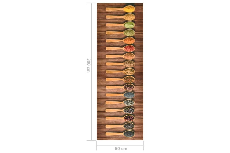 Kjøkkenteppe vaskbart Spoons 60x300 cm - Flerfarget - Kjøkkenmatte
