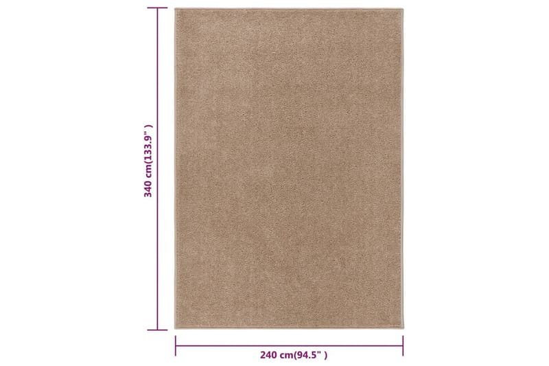 Teppe med kort luv 240x340 cm brun - Brun - Kjøkkenmatte - Plasttepper - Hall matte