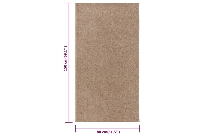 Teppe med kort luv 80x150 cm brun - Brun - Kjøkkenmatte - Plasttepper - Hall matte