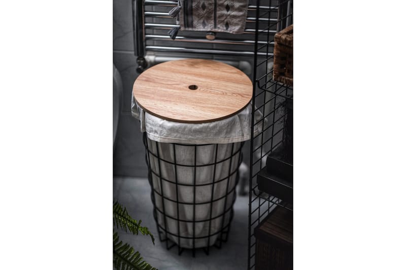 Hami Skittentøyskurv 34 cm - Eik/Svart - Hus & oppussing - Kjøkken & bad - Kjøkken & vaskerom - Tørke & vasketilbehør