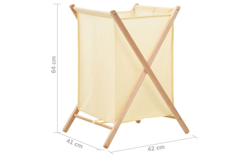 Skittentøyskurv sedertre og stoff beige 42x41x64 cm - Hus & oppussing - Kjøkken & bad - Baderom - Baderomstilbehør