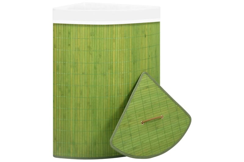 Skittentøyskurv til hjørne bambus grønn 60 L - grønn - Baderomstilbehør - Skittentøyskurv