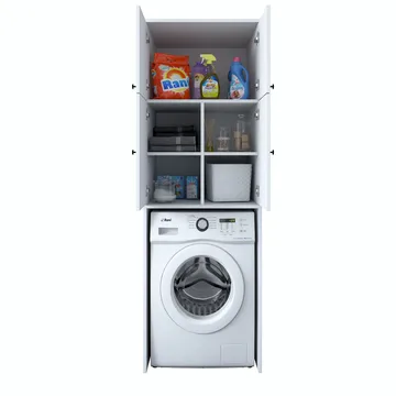 Vaskemaskinskap Wallxpert Cleo Shelf (65 x 193,6 x 62,5 cm) Hvit - Hvit - Hus & oppussing - Kjøkken & bad - Kjøkken & vaskerom