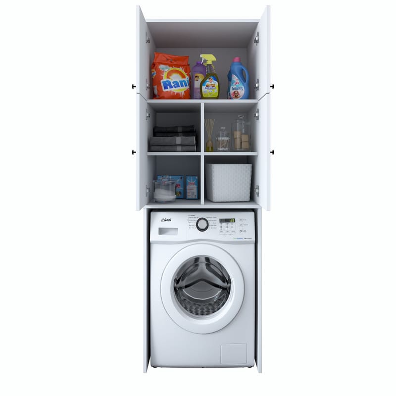 Vaskemaskinskap Wallxpert Cleo Shelf (65 x 193,6 x 62,5 cm) Hvit - Hvit - Hus & oppussing - Kjøkken & bad - Kjøkken & vaskerom