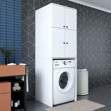 Vaskemaskinskap Wallxpert Cleo Shelf (65 x 193,6 x 62,5 cm) Hvit - Hvit - Hus & oppussing - Kjøkken & bad - Kjøkken & vaskerom