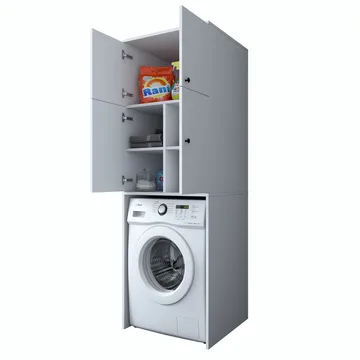 Vaskemaskinskap Wallxpert Cleo Shelf (65 x 193,6 x 62,5 cm) Hvit - Hvit - Hus & oppussing - Kjøkken & bad - Kjøkken & vaskerom
