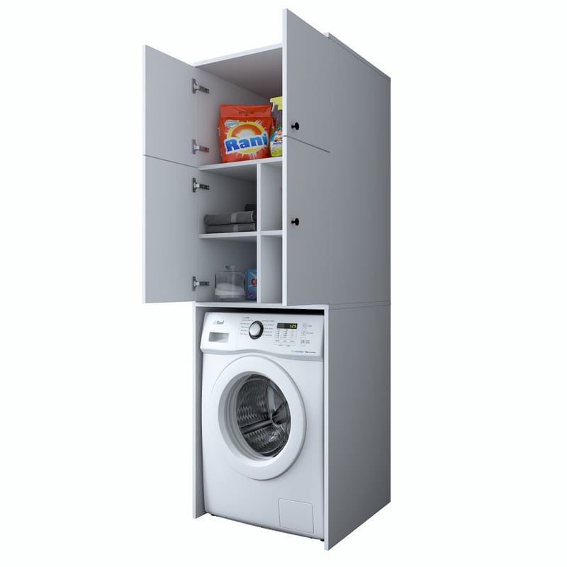 Vaskemaskinskap Wallxpert Cleo Shelf (65 x 193,6 x 62,5 cm) Hvit - Hvit - Hus & oppussing - Kjøkken & bad - Kjøkken & vaskerom