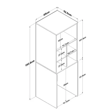Vaskemaskinskap Wallxpert Cleo Shelf (65 x 193,6 x 62,5 cm) Hvit - Hvit - Hus & oppussing - Kjøkken & bad - Kjøkken & vaskerom