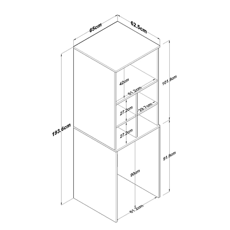 Vaskemaskinskap Wallxpert Cleo Shelf (65 x 193,6 x 62,5 cm) Hvit - Hvit - Hus & oppussing - Kjøkken & bad - Kjøkken & vaskerom