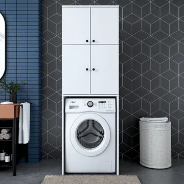 Vaskemaskinskap Wallxpert Cleo Shelf (65 x 193,6 x 62,5 cm) Hvit - Hvit - Hus & oppussing - Kjøkken & bad - Kjøkken & vaskerom