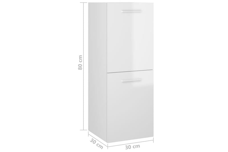 Baderomsskap høyglans hvit 30x30x80 cm sponplate - Hvit - Hus & oppussing - Kjøkken & bad - Baderom - Baderomsmøbler & baderomsinnredning - Veggskap & høyskap