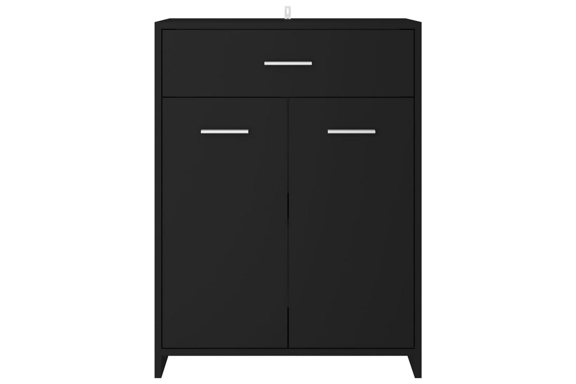 Baderomsskap svart 60x33x80 cm sponplate - Svart - Hus & oppussing - Kjøkken & bad - Baderom - Baderomsmøbler & baderomsinnredning - Veggskap & høyskap