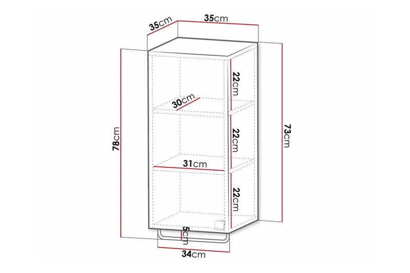 Glenndale Högskåp Badrum 73 cm Concept 55 Grey - Hus & oppussing - Kjøkken & bad - Baderom - Baderomsmøbler & baderomsinnredning - Veggskap & høyskap