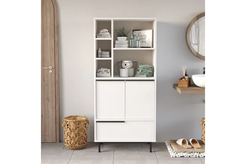 Liyakat Høyskap Baderom 161,6 cm - Hvit - Hus & oppussing - Kjøkken & bad - Baderom - Baderomsmøbler & baderomsinnredning - Veggskap & høyskap
