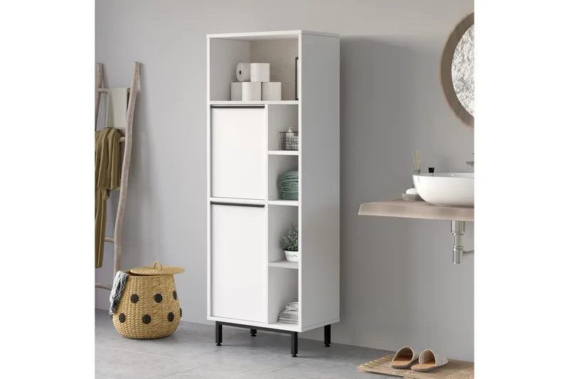 Liyakat Høyskap Baderom 161,6 cm - Hvit - Hus & oppussing - Kjøkken & bad - Baderom - Baderomsmøbler & baderomsinnredning - Veggskap & høyskap