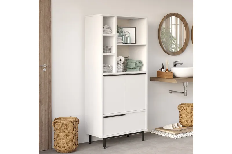 Liyakat Høyskap Baderom 161,6 cm - Hvit - Hus & oppussing - Kjøkken & bad - Baderom - Baderomsmøbler & baderomsinnredning - Veggskap & høyskap