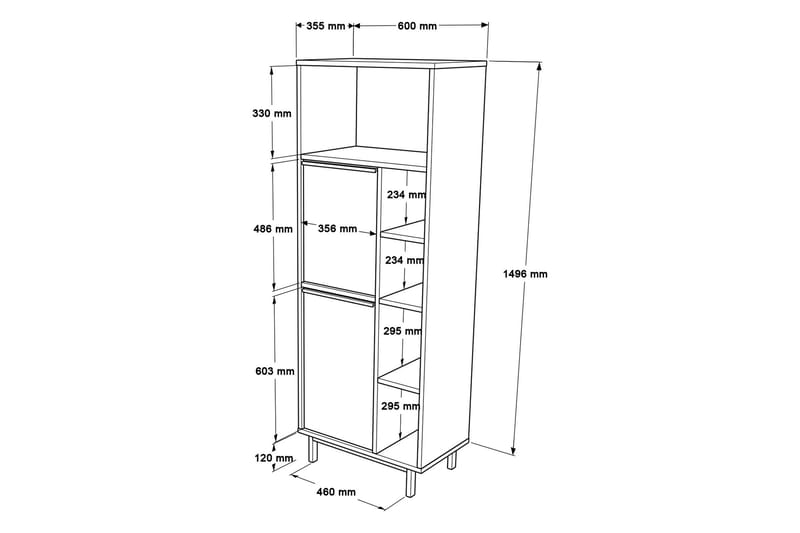 Liyakat H�øyskap Baderom 161,6 cm - Valnøtt - Baderomsskap - Vaskeskap - Veggskap & høyskap