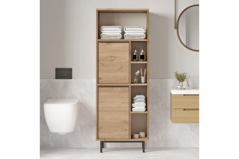 Liyakat Høyskap Baderom 161,6 cm - Valnøtt - Hus & oppussing - Kjøkken & bad - Baderom - Baderomsmøbler & baderomsinnredning - Veggskap & høyskap