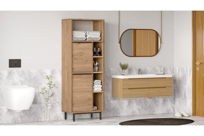 Liyakat Høyskap Baderom 161,6 cm, Valnøtt