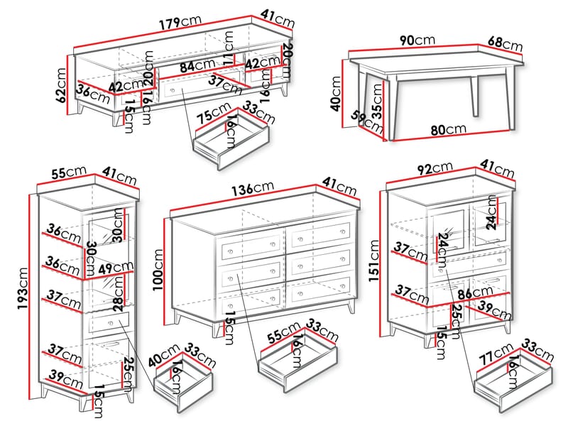 Zeylor Møbelsett for Stue med Belysning - Møbler - Møbelsett - Møbelsett til stue
