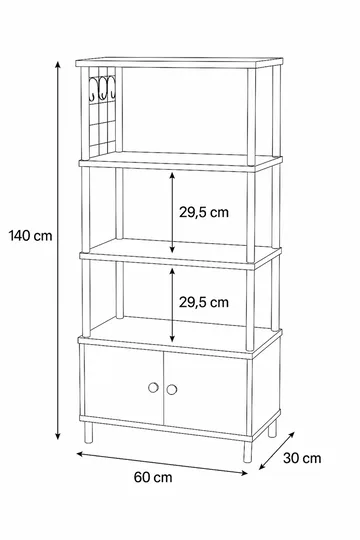 Kjøkkenskap Hanah Home Pika Cabinet (60 x 140 x 30 cm) Furu - Furu - Hus & oppussing - Kjøkken & bad - Kjøkken & vaskerom